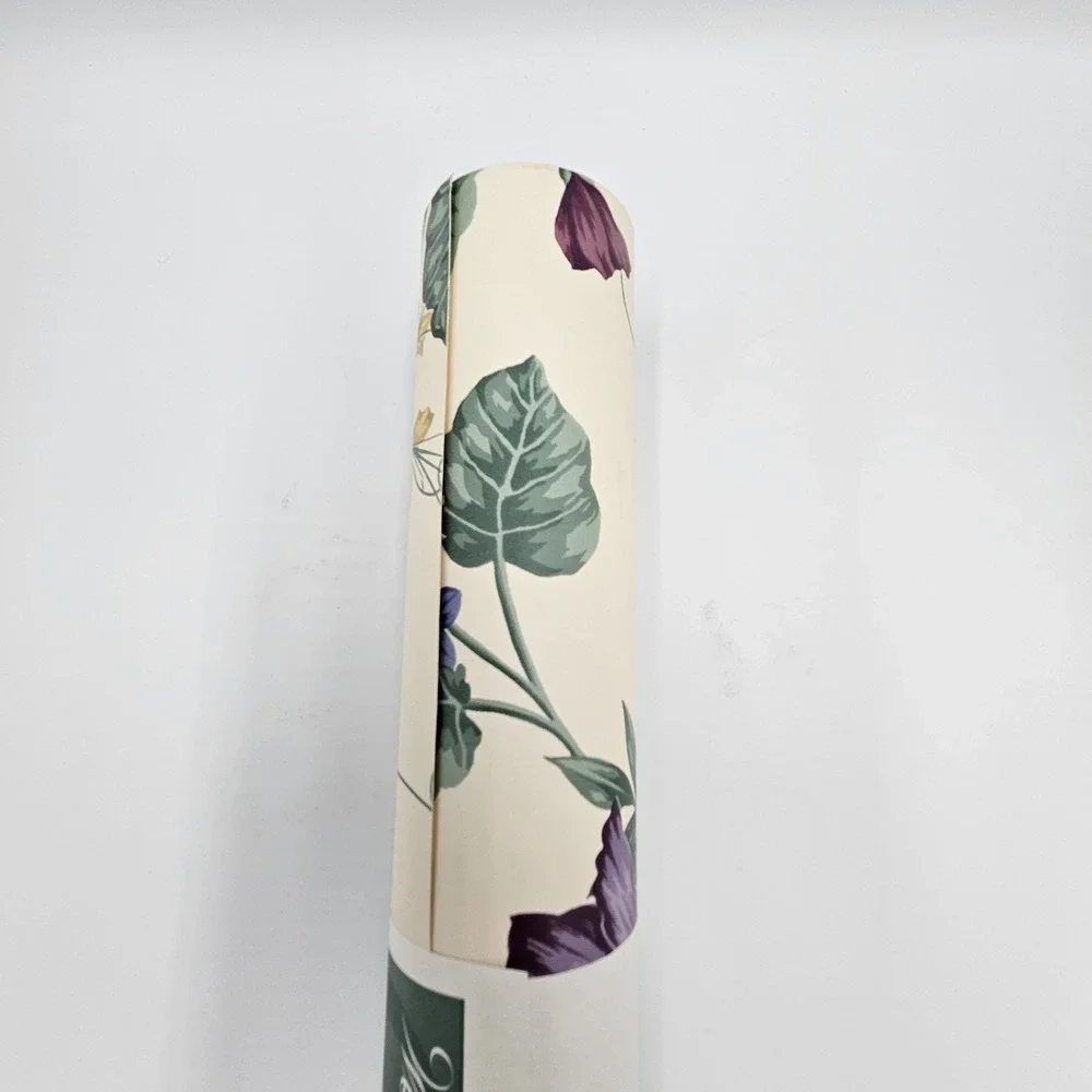 Vintage Wallquest Wallpaper Roll NS31307 Floral Vinyl Wallcovering Purple Yellow